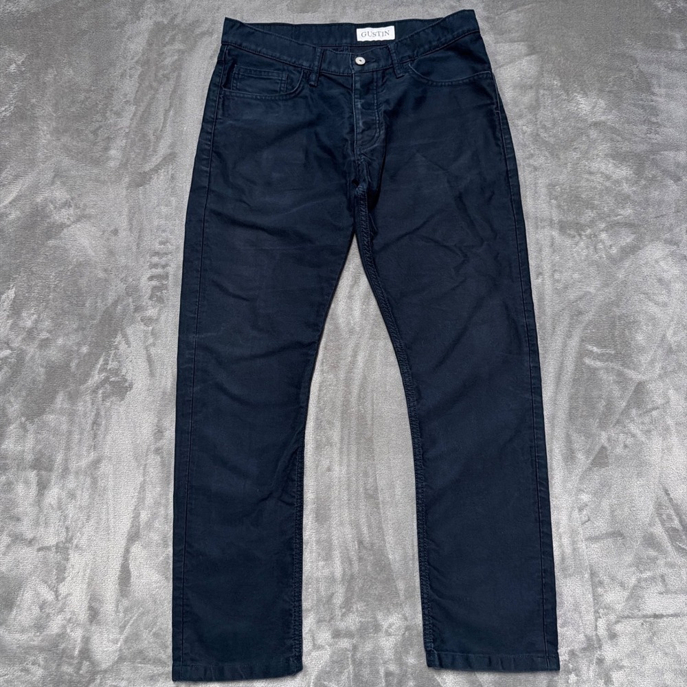 Gustin Chino Pants Mens 35 Black‎ Slim Fit Button Fly Casual Cotton